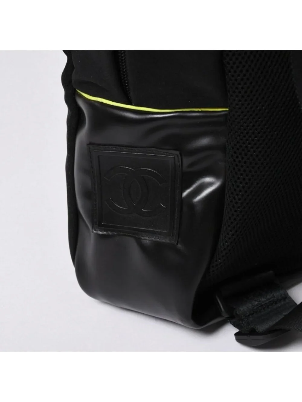 Chanel Sports Line Backpack Black Lime Green Nylon Leather